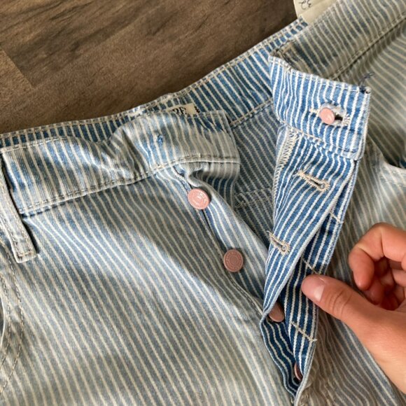 We The Free Blue Striped Flare Jeans - Picture 6 of 12